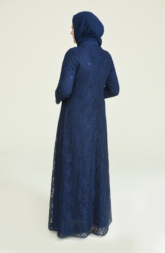 Robe de Soirée Grande Taille 4001-01 Bleu Marine 4001-01