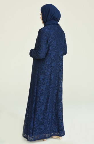 Robe de Soirée Grande Taille 6004-03 Bleu Marine 6004-03