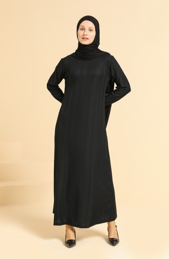 Navy Blue Hijab Dress 0421-02