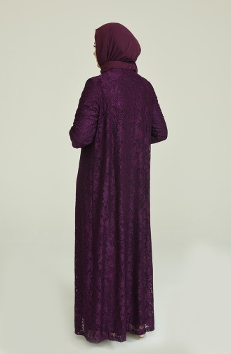 Robe de Soirée à Paillettes Grande Taille 6004A-02 Pourpre 6004A-02
