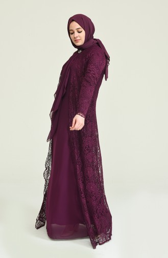 Robe de Soirée Grande Taille 4001-02 Plum 4001-02