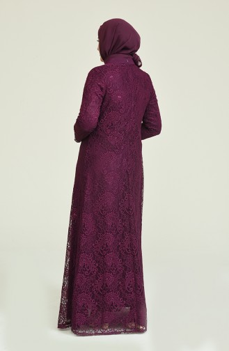 فستان سهرة من قطعتين وقياسات كبيرة 4001-02 لون ارجواني 4001-02
