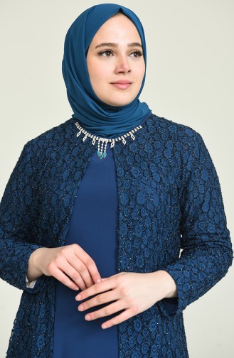 Petroleum Hijab-Abendkleider 2228-01