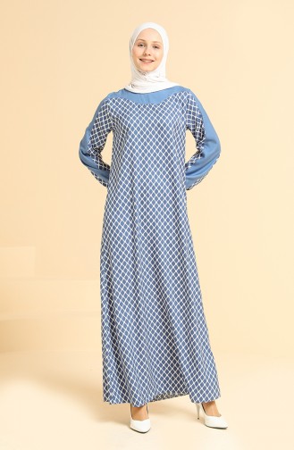 ميناهيل فستان بتصميم مطبع 10134-02 لون ازرق 10134-02