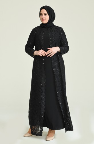 Robe de Soirée Grande Taille 6004-01 Noir 6004-01