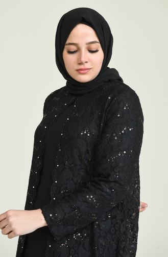 Black Hijab Evening Dress 6004-01