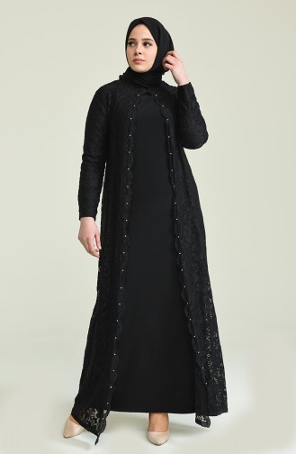 Schwarz Hijab-Abendkleider 6004A-03
