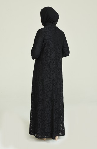 فستان سهرة بلمعة فضية مقاس كبير أسود 6004A-03