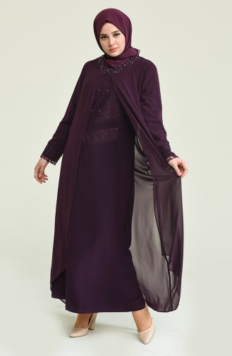 Purple Hijab Evening Dress 2202-01