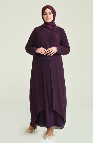 Purple Hijab Evening Dress 2202-01