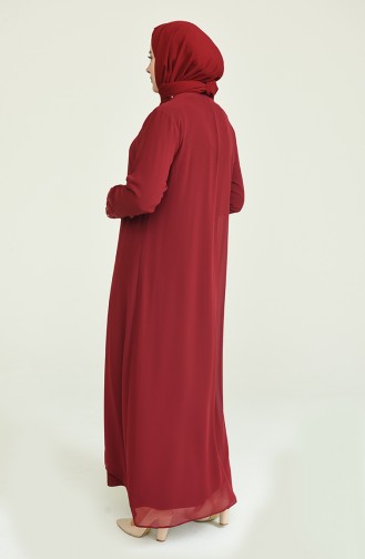 Claret Red Hijab Evening Dress 2202-03