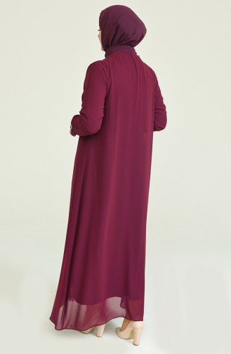 Plum Hijab Evening Dress 2204-01