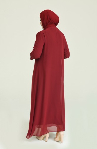Weinrot Hijab-Abendkleider 2204-03