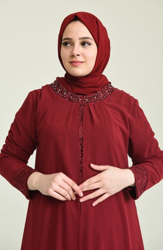 Weinrot Hijab-Abendkleider 2204-03