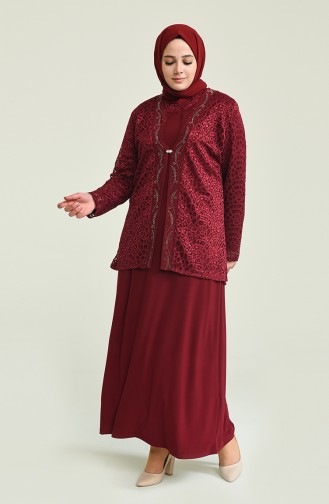 Claret red İslamitische Avondjurk 2208-01