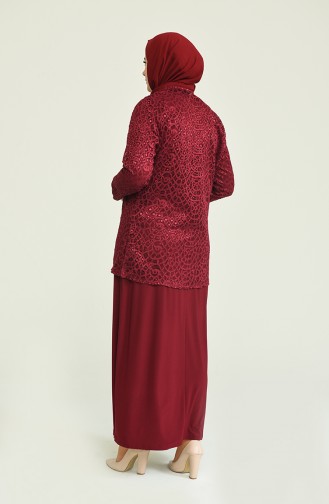 Claret Red Hijab Evening Dress 2208-01