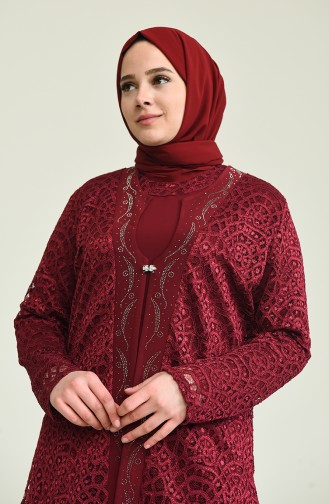 فساتين سهرة بتصميم اسلامي أحمر كلاريت 2208-01