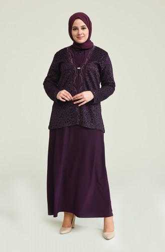 Purple Hijab Evening Dress 2208-02