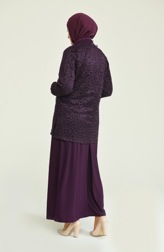 Purple Hijab Evening Dress 2208-02