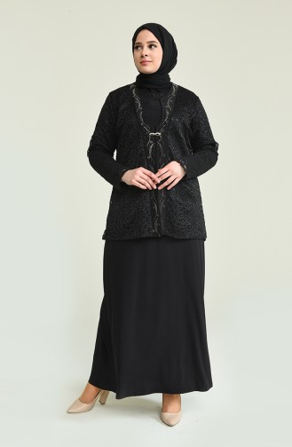 Black Hijab Evening Dress 2208-04