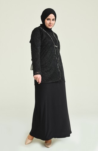 Black Hijab Evening Dress 2208-04