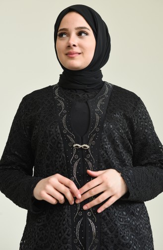 Black Hijab Evening Dress 2208-04