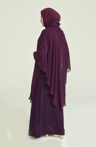 Purple Hijab Evening Dress 2214-02