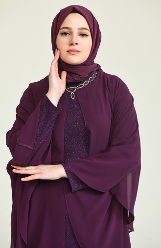 Purple Hijab Evening Dress 2214-02