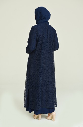 Navy Blue Hijab Evening Dress 2220-01