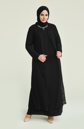 Black Hijab Evening Dress 2220-02