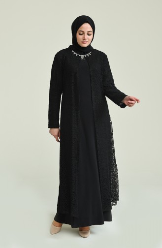 Schwarz Hijab-Abendkleider 2220-02