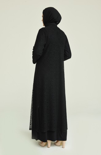 Büyük Beden Takım Görünümlü Abiye Elbise 2220-02 Siyah