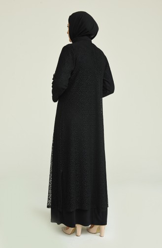 Schwarz Hijab-Abendkleider 2220-02