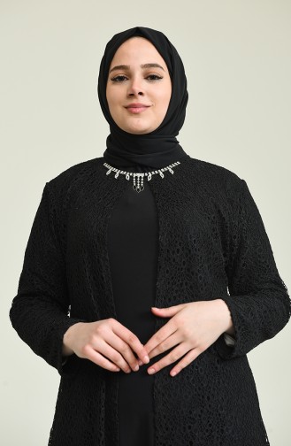 Black Hijab Evening Dress 2220-02