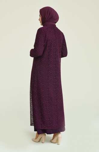 Plum Hijab Evening Dress 2220-03
