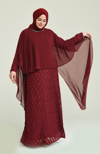 Weinrot Hijab-Abendkleider 2222-03