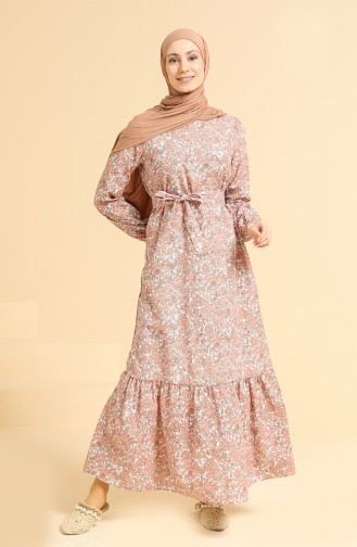 Beige-Rose Hijab Kleider 2062-02
