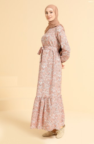 Beige-Rose Hijab Kleider 2062-02