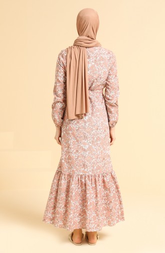 Beige-Rose Hijab Kleider 2062-02