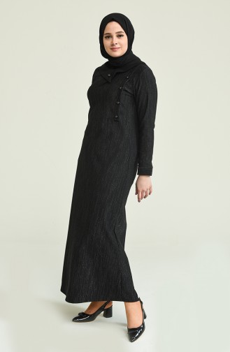 Büyük Beden Simli Elbise 4490-01 Siyah