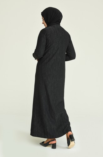 Schwarz Hijab Kleider 4490-01