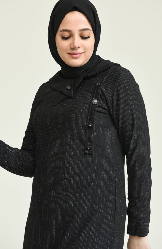 Schwarz Hijab Kleider 4490-01