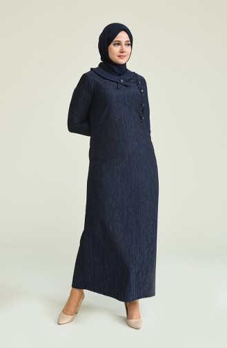 Navy Blue Hijab Dress 4490-02