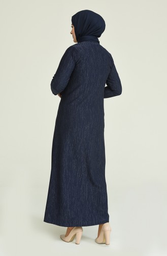 Navy Blue Hijab Dress 4490-02