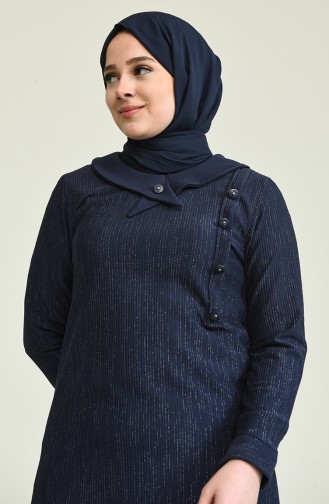 Navy Blue Hijab Dress 4490-02