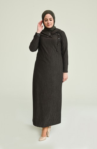 Khaki Hijab Dress 4490-03
