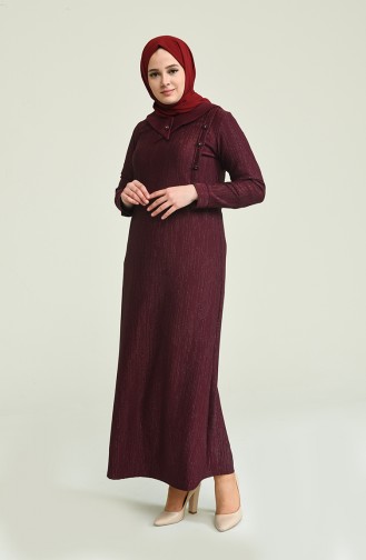 Claret Red Hijab Dress 4490-04