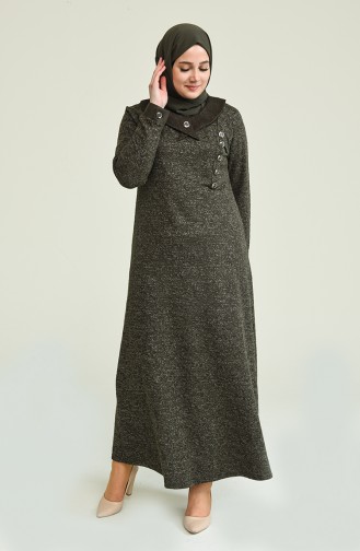 Khaki Hijab Kleider 4490A-01