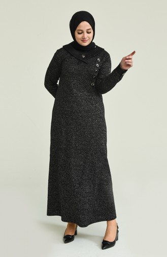 Schwarz Hijab Kleider 4490A-02