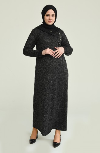 Schwarz Hijab Kleider 4490A-02